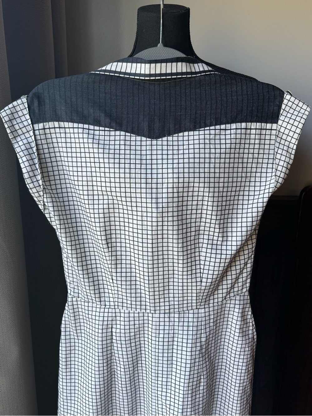 Handmade Classic Black & White Check Collared Day Dress - Picture 5 of 8